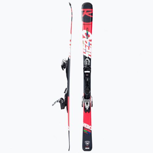 Sci da discesa per bambini Rossignol Hero JR XP JR + attacchi XP7 GW nero/rosso