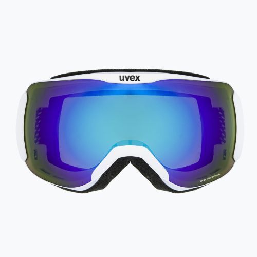 UVEX Downhill 2100 CV occhiali da sci bianco mat/specchio blu colorvision verde