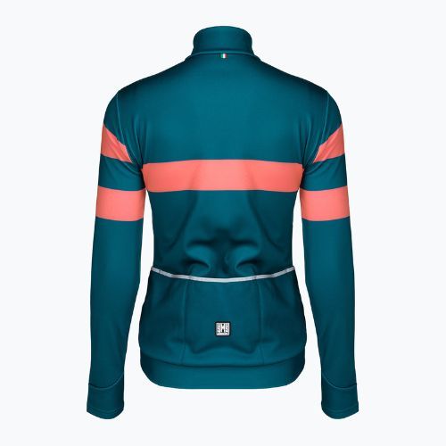 Felpa ciclismo donna Santini Coral Bengal teal/orange