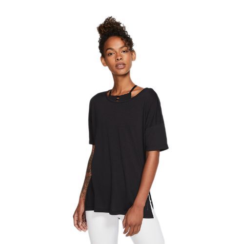 Maglietta da allenamento da donna Nike NY Dri-Fit Layer Top nero/grigio fumo scuro