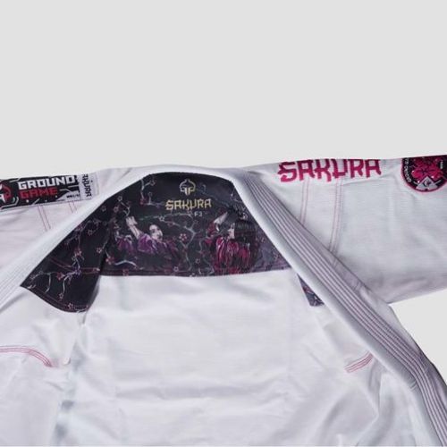 GI per il Brazilian jiu-jitsu Ground Game Sakura bianco da donna