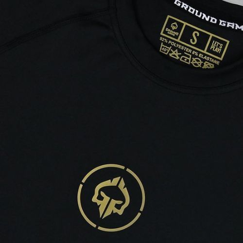 Ground Game Athletic Gold, rashguard a maniche lunghe da uomo, nero
