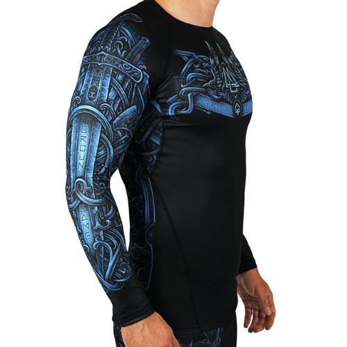 Ground Game Viking, costume da bagno a maniche lunghe da uomo, nero/blu