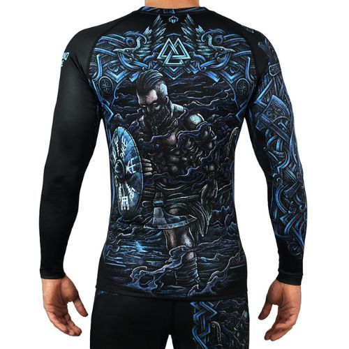 Ground Game Viking, costume da bagno a maniche lunghe da uomo, nero/blu