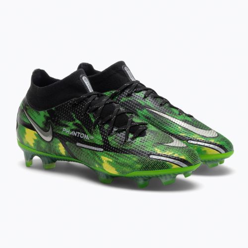 Uomo Nike Phantom GT2 Elite DF SW FG scarpe da calcio nero / platino metallico / verde sciopero
