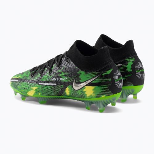 Uomo Nike Phantom GT2 Elite DF SW FG scarpe da calcio nero / platino metallico / verde sciopero