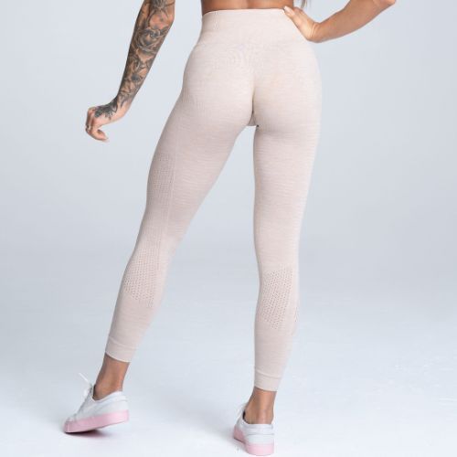 Leggings da allenamento donna Gym Glamour Seamless beige
