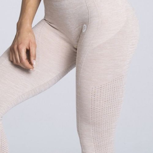 Leggings da allenamento donna Gym Glamour Seamless beige