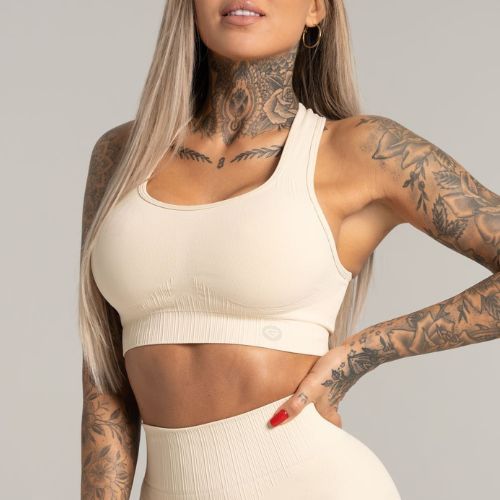 Reggiseno fitness Gym Glamour Push Up crema