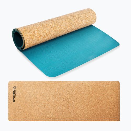 Tappetino yoga Spokey Savasana 4 mm in sughero blu 926522