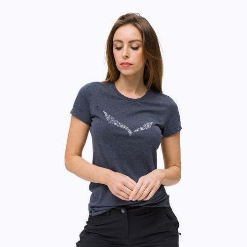 Maglietta da trekking da donna Salewa Solid Dry premium navy melange