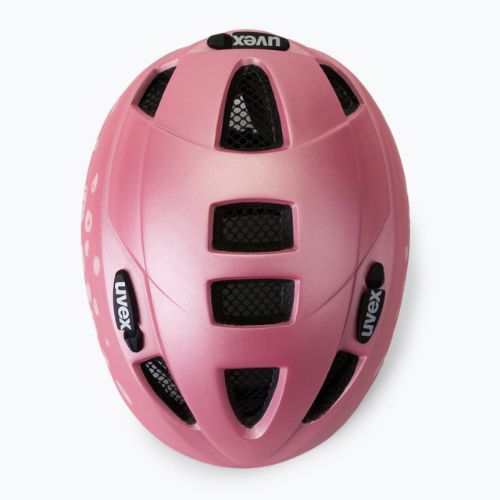 Casco da bici per bambini UVEX Kid 2 CC rosa a pois opaco