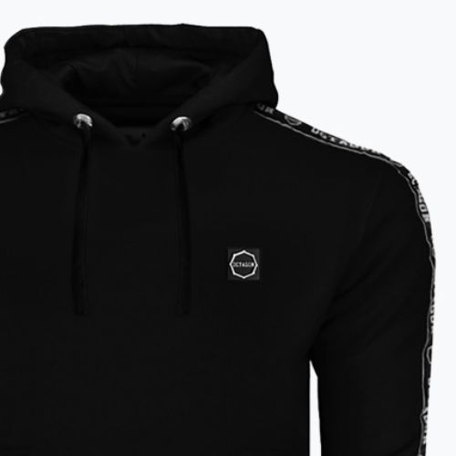 Felpa con cappuccio Octagon Stripe da uomo, nero
