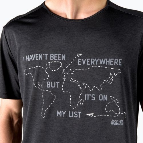 Maglietta da trekking Jack Wolfskin da uomo Pack & Go Travel nero