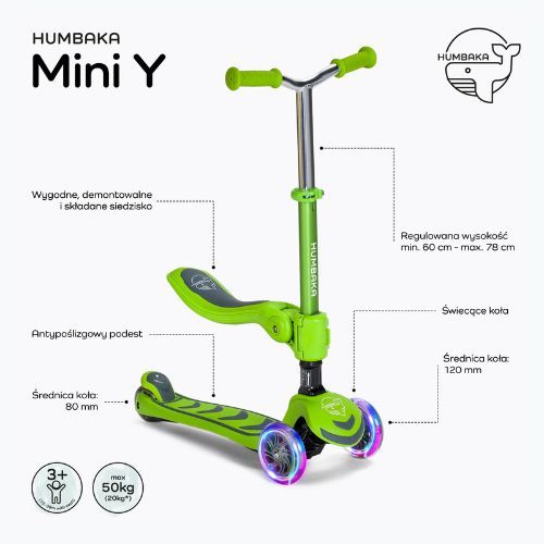 HUMBAKA Mini Y, monopattino triciclo per bambini verde