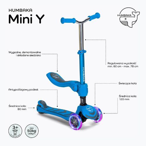 HUMBAKA Mini Y, monopattino triciclo per bambini blu