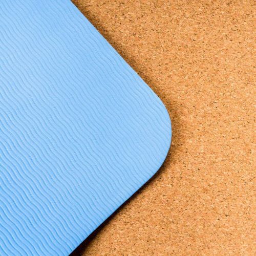 TREXO Tappetino yoga TPE sughero 6 mm blu