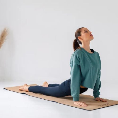 XTREXO Tappetino yoga in sughero TPE 6 mm nero