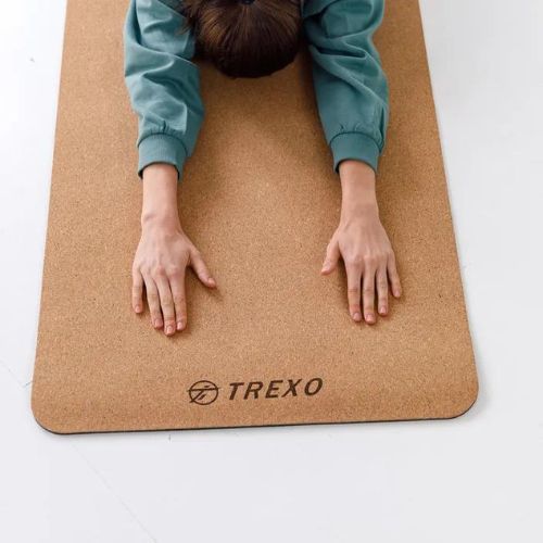 TREXO Tappetino yoga in sughero TPE 6 mm nero