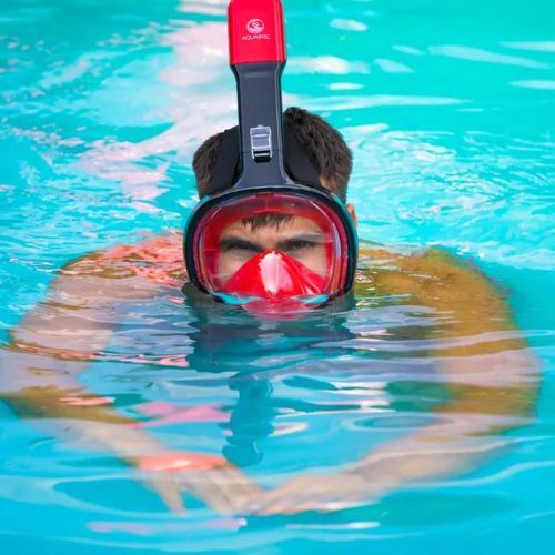 Maschera integrale per lo snorkeling AQUASTIC SMA-01SC rosso