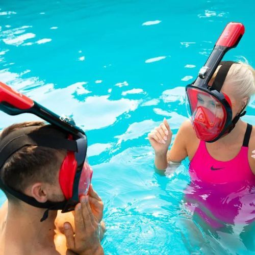 Maschera integrale per lo snorkeling AQUASTIC SMA-01SC rosso