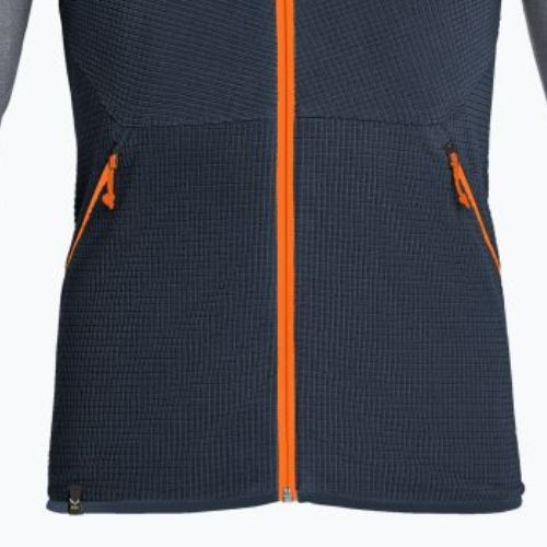 Felpa trekking da uomo Salewa Puez Hybrid PL FZ navy blazer melange/arancio fluo