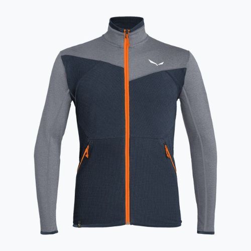 Felpa trekking da uomo Salewa Puez Hybrid PL FZ navy blazer melange/arancio fluo