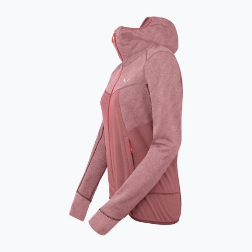 Felpa da trekking Salewa donna Puez Hybrid PL FZ Hoody malva-mood melange/corallo fluo