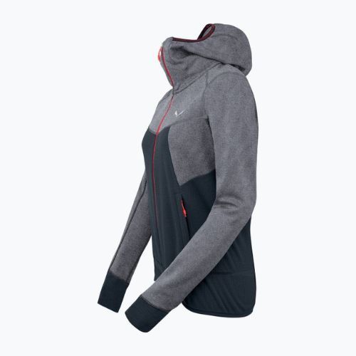Felpa trekking donna Salewa Puez Hybrid PL FZ Hoody navy blazer melange/fluo coral
