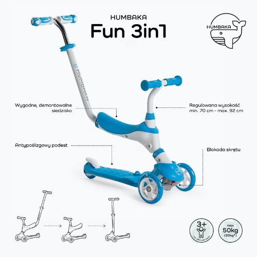 HUMBAKA Fun 3in1 monopattino per bambini blu