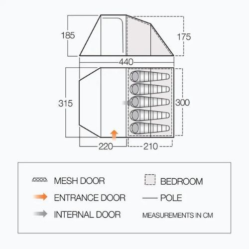 Tenda da campeggio Vango Skye 500 per 5 persone