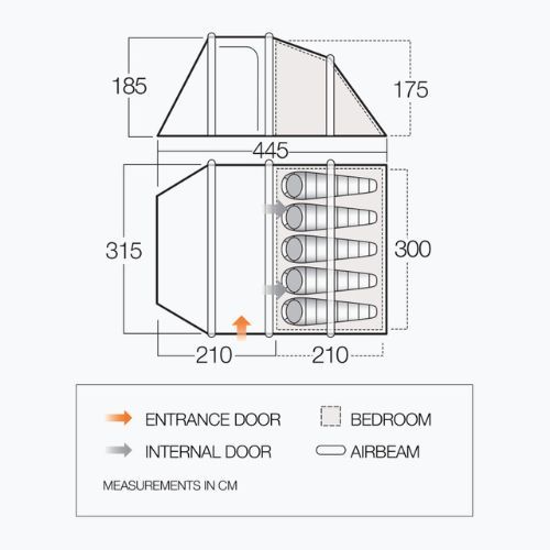 Tenda da campeggio per 5 persone Vango Skye II Air 500 herbal