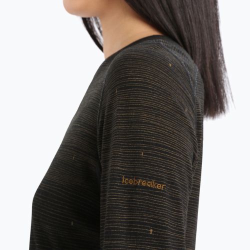 Icebreaker donna manica lunga termica 200 Oasis Crewe nero/clove/aop