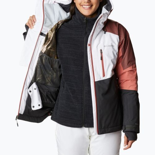 Giacca da sci Columbia Snow Slab Blackdot donna bianco/scuro/corallo scuro
