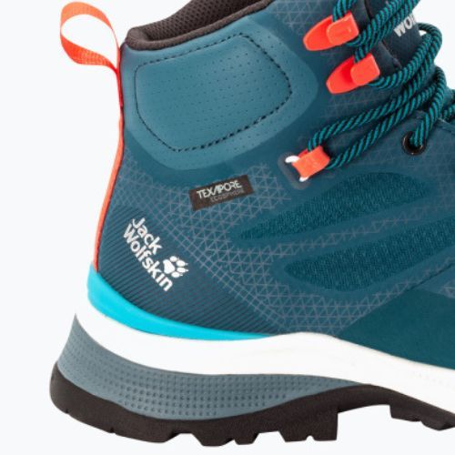 Stivali da trekking da donna Jack Wolfskin Force Striker Texapore Mid blu/corallo