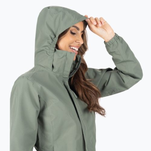 Jack Wolfskin Stormy Point 2L, giacca antipioggia da donna, colore verde siepe