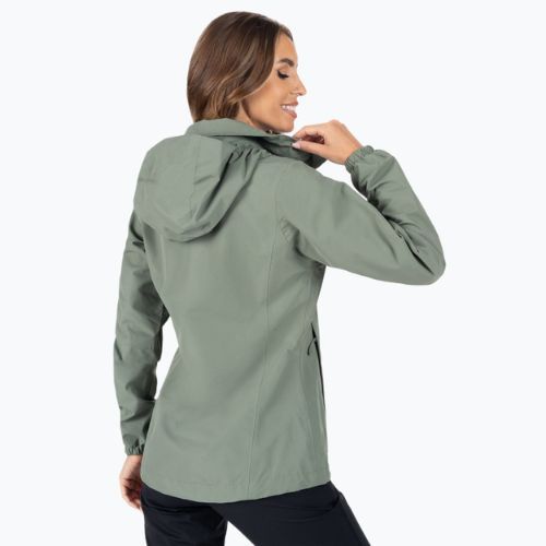 Jack Wolfskin Stormy Point 2L, giacca antipioggia da donna, colore verde siepe