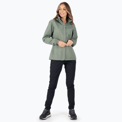 Jack Wolfskin Stormy Point 2L, giacca antipioggia da donna, colore verde siepe