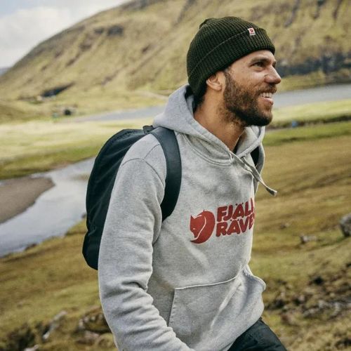 Felpa da trekking da uomo Fjällräven Logo Hoodie grigio/melange