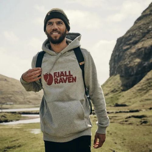 Felpa da trekking da uomo Fjällräven Logo Hoodie grigio/melange