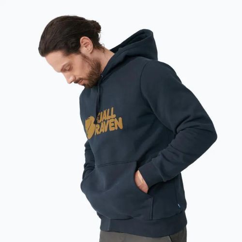 Felpa da trekking da uomo Fjällräven Logo Hoodie navy scuro