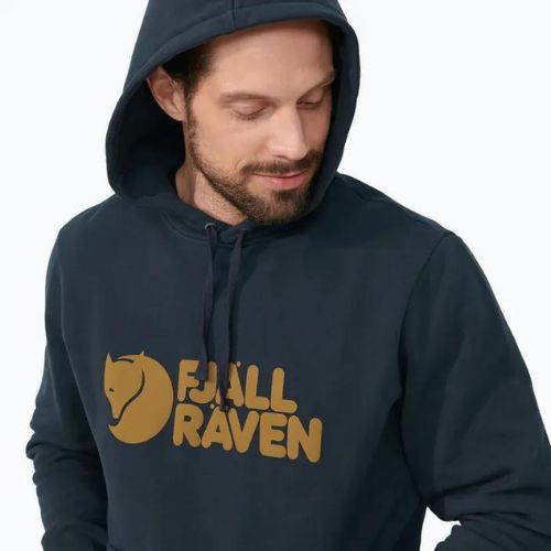 Felpa da trekking da uomo Fjällräven Logo Hoodie navy scuro