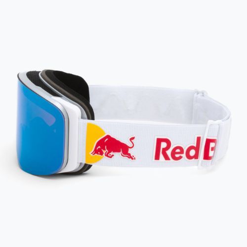 Red Bull SPECT Magnetron Slick occhiali da sci argento lucido/bianco/rosso blu specchiato/blu scuro neve