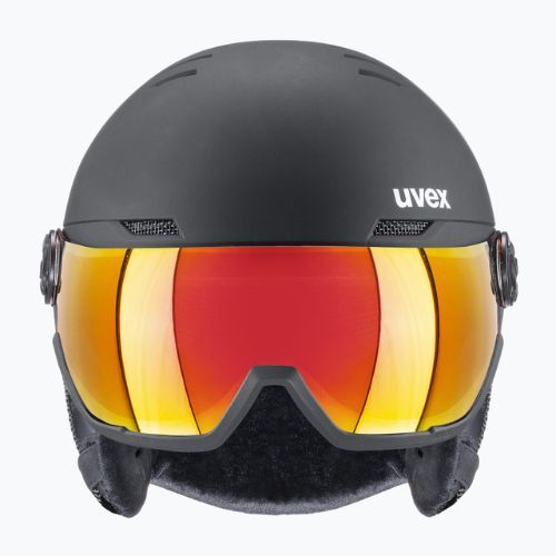 Casco da sci UVEX Wanted Visor nero opaco/rosso specchiato fumo