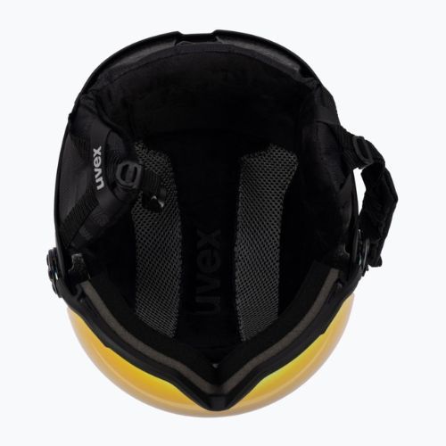 Casco da sci UVEX Wanted Visor nero opaco/rosso specchiato fumo