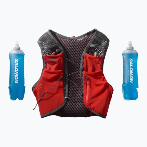 Salomon Active Skin 4 set gilet da corsa rosso fuoco/ebano