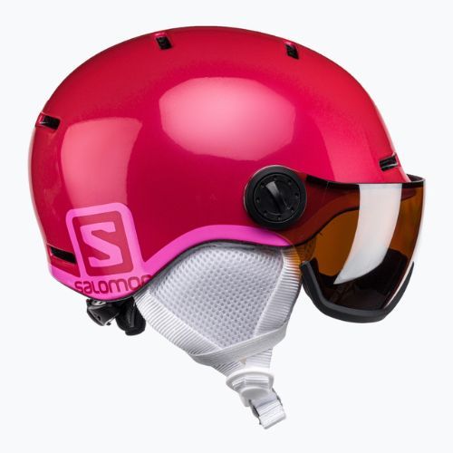 Casco da sci per bambini Salomon Grom Visor rosa lucido/arancio tonico