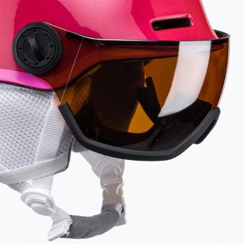 Casco da sci per bambini Salomon Grom Visor rosa lucido/arancio tonico