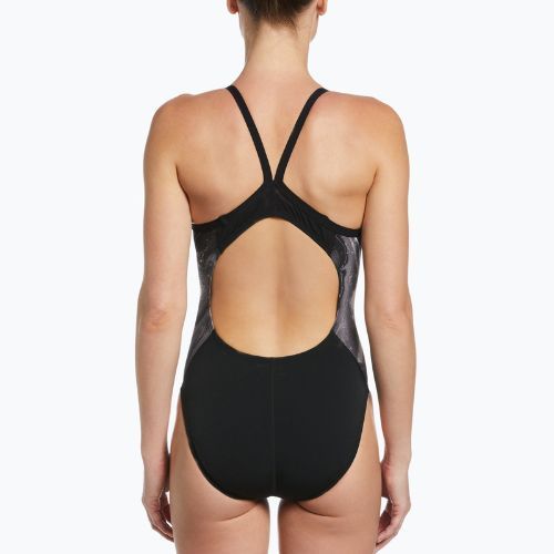 Costume da bagno donna intero Nike Multiple Print Racerback Splice One jet nero