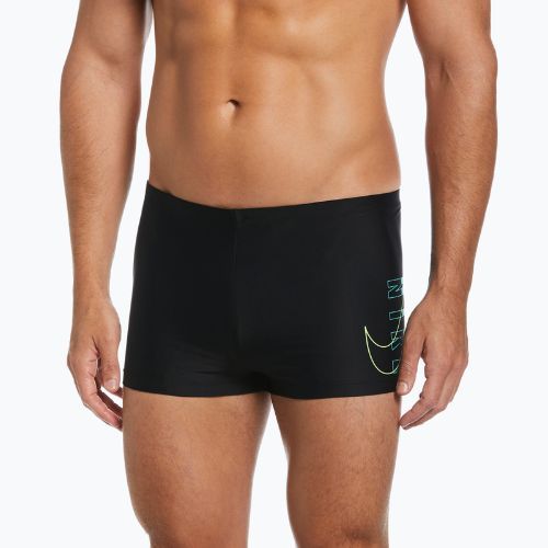 Uomo Nike Reflect Logo Square Leg boxer da bagno nero